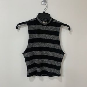 Black & Gray Striped Sweater Tank